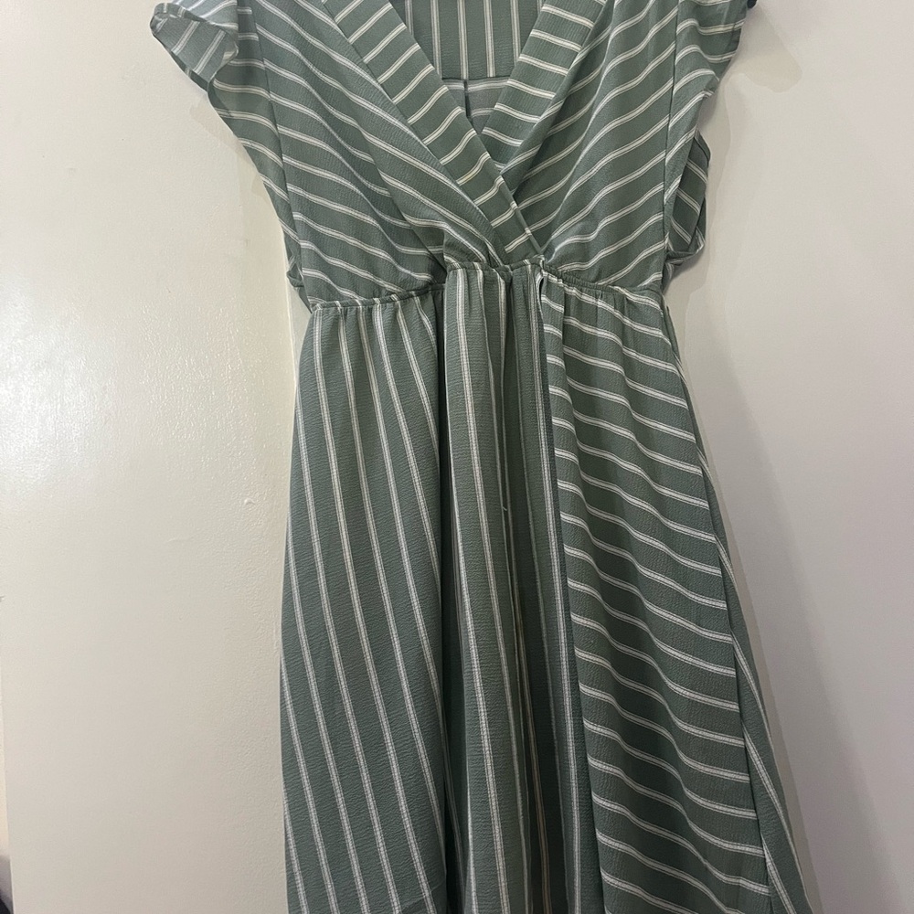 Striped Green and White Dress